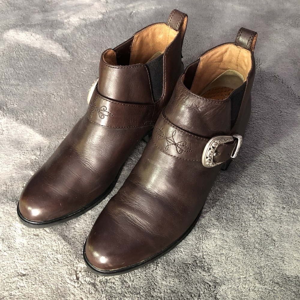 Ariat Western Ankle Boots Womens 6B Leather Silver Buckle Cowgirl Boho Rodeo
